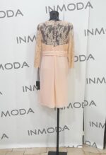 Abito rosa con corpetto pizzo st patrick pronovias con gonna liscia trasparente spalle scollo cuore - immagine 2