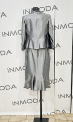 Completo tre pezzi argento lucien mosco gonna giacca e canotta mamma sposa - immagine 4