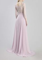 Abito tutone rosa e blu Nicole Moments pantalone e pannello rimovibile in chiffon e corpetto decorato manica 3/4 - immagine 4