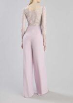 Abito tutone rosa e blu Nicole Moments pantalone e pannello rimovibile in chiffon e corpetto decorato manica 3/4 - immagine 6