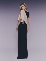 Abito Pronovias The Event Collection nero e rosa vintage a sirena con mono spalla accollato elegante semplice donna - immagine 2