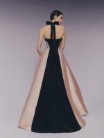 Pronovias The Event Collection Abito svasato con scollo a V rosa e nero gonna stretta con sovra gonna realizzato in mikado, cadì e tulle a pois - immagine 2