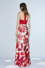 Completo gonna e top Twins Fantasy colore bianco e rosso vino top allaccio al collo morbido tutto rosso con spalle scoperte e gonna morbida bianco e rosso - immagine 2